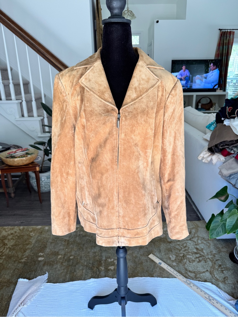 Preston & York Tan Suede Zip-Front Women's Jacket